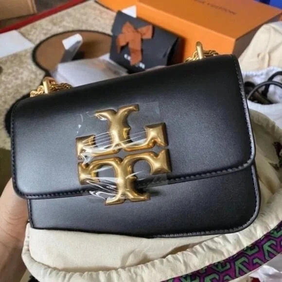 🍇Tory Burch Black Satchel with Gold Accents🐝 - Picture 4 of 4